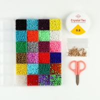 Набор для создания украшений, набор 24 цвета, 1 шт. — 2 мм, леска, ножницы, фурнитура Набор для создания украшений, набор 24 цвета, 1 шт. — 2 мм, леска, ножницы, фурнитура