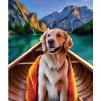 Алмазная мозаика с частичным заполнением на холсте «Пёс в лодке», 50 x 60 см Алмазная мозаика с частичным заполнением на холсте «Пёс в лодке», 50 x 60 см