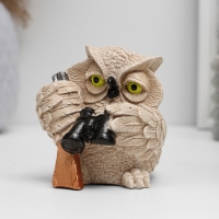Фигура "Сова с биноклем" бежевая, 8х10х6см Фигура "Сова с биноклем" бежевая, 8х10х6см