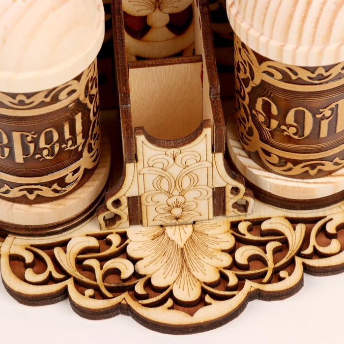 Набор для специй &laquo;Узор&raquo;, 14&times;11&times;10 см, береста