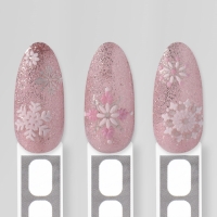 Новый год! Наклейки для ногтей &laquo;Снежинки&raquo;, объемные, цвет белый/розовый