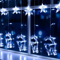 Гирлянда «Бахрома» 2.4 × 0.9 м с насадками «Олень», IP20, прозрачная нить, 138 LED, свечение белое, 8 режимов, 220 В Гирлянда «Бахрома» 2.4 × 0.9 м с насадками «Олень», IP20, прозрачная нить, 138 LED, свечение белое, 8 режимов, 220 В