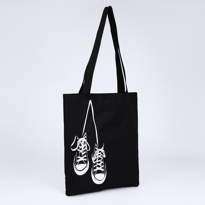 Сумка шопер &laquo;Кеды&raquo;, 35х0.5х40 см, отд без молнии, без подклада, чёрная