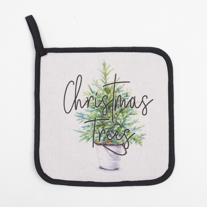 Прихватка &laquo;Christmas trees&raquo; 19х19 см, саржа, 100% хлопок, ватин 250 г/м2