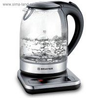 Чайник электрический BRAYER BR1003, стекло, 1.7 л, 2200 Вт, регулировка t°, серебристый Чайник электрический BRAYER BR1003, стекло, 1.7 л, 2200 Вт, регулировка t°, серебристый