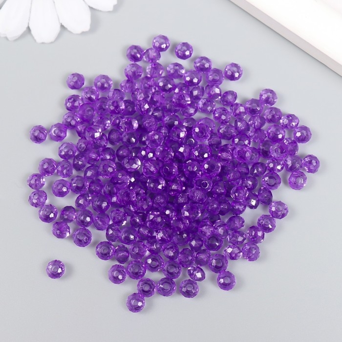 Бусины для творчества пластик "Кристалл с гранями фиолет" набор 20 гр 0,4х0,6х0,6 см