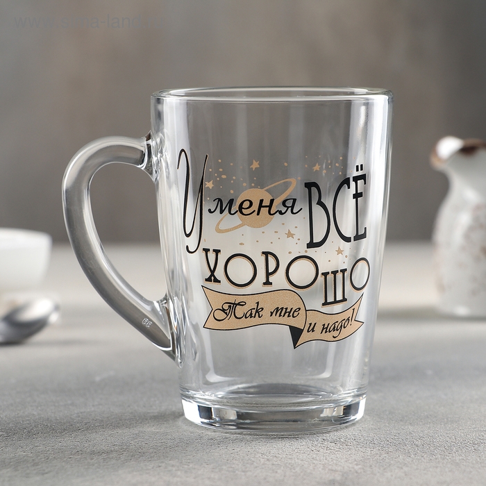 Кружка стеклянная «Пожелания», 300 мл, рисунок МИКС Кружка стеклянная «Пожелания», 300 мл, рисунок МИКС
