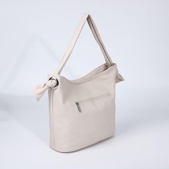 Сумка-тоут на молнии, 2 наружных кармана, цвет молочный Сумка-тоут на молнии, 2 наружных кармана, цвет молочный