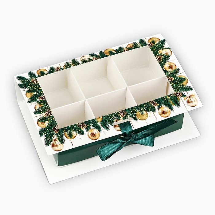 Коробка под 6 конфет с ячейками «Счастливого Нового года!» 14.8 х 9.5 х 3.5 см, Новый год Коробка под 6 конфет с ячейками «Счастливого Нового года!» 14.8 х 9.5 х 3.5 см, Новый год