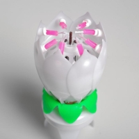 Свеча для торта музыкальная "Тюльпан", крутящаяся, белая, 14,5×6 см Свеча для торта музыкальная "Тюльпан", крутящаяся, белая, 14,5×6 см