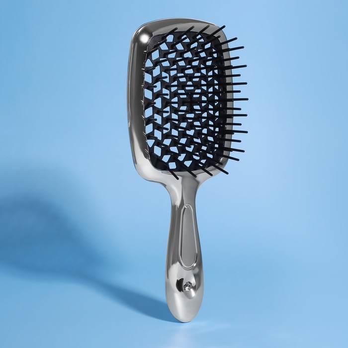 Расчёска массажная, широкая, вентилируемая, с гальваническим покрытием, 8,5 × 20,5 см, PVC коробка, цвет МИКС Расчёска массажная, широкая, вентилируемая, с гальваническим покрытием, 8,5 × 20,5 см, PVC коробка, цвет МИКС