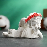 Фигура "Ангелочек лежит на ручках" перламутр, 8х4х4см