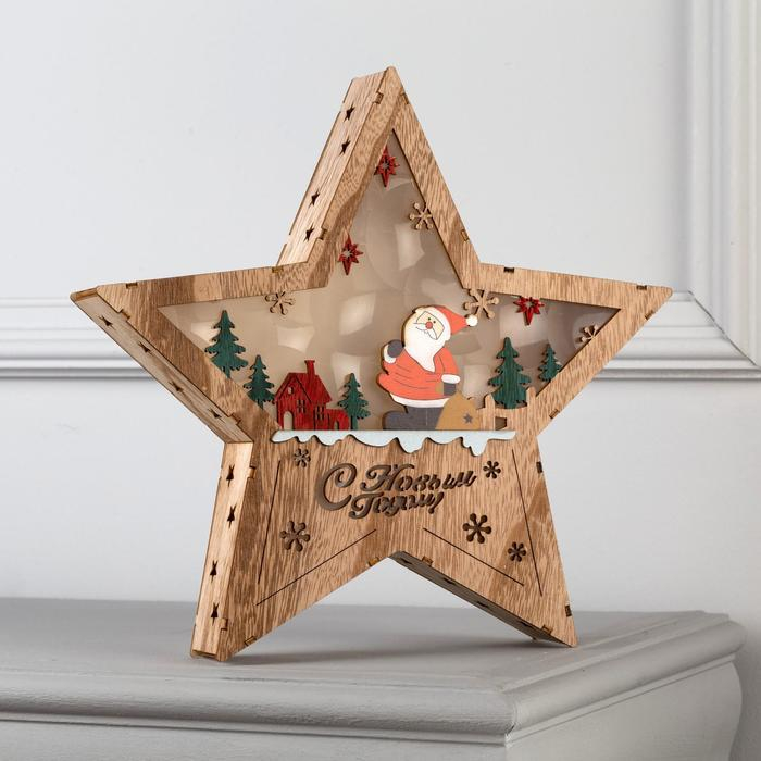 Светодиодная фигура «Дед Мороз в лесу» 30 × 30 × 5 см, дерево, батарейки АААх2 (не в комплекте), свечение тёплое белое Светодиодная фигура «Дед Мороз в лесу» 30 × 30 × 5 см, дерево, батарейки АААх2 (не в комплекте), свечение тёплое белое