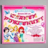 Гирлянда на люверсах "С Днем Рождения!", длина 219 см, Принцессы