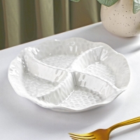 Менажница керамическая 4 ячейки &laquo;Воздушность&raquo;, 19&times;3 см, цвет белый