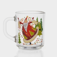 Кружка стеклянная чайная &laquo;С Новым Годом&raquo;, 200 мл, МИКС