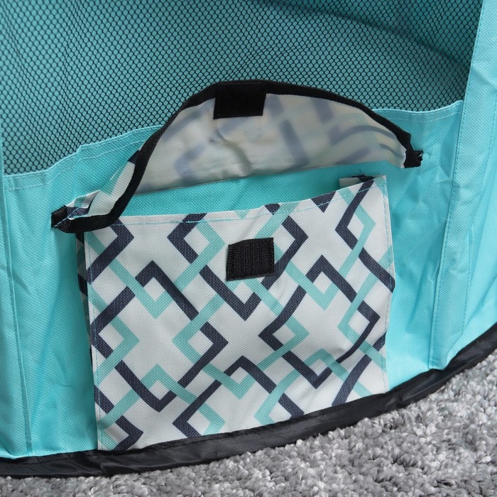 Вольер для животных, тентовый с узором, круглый, 90 х 55 см, голубой