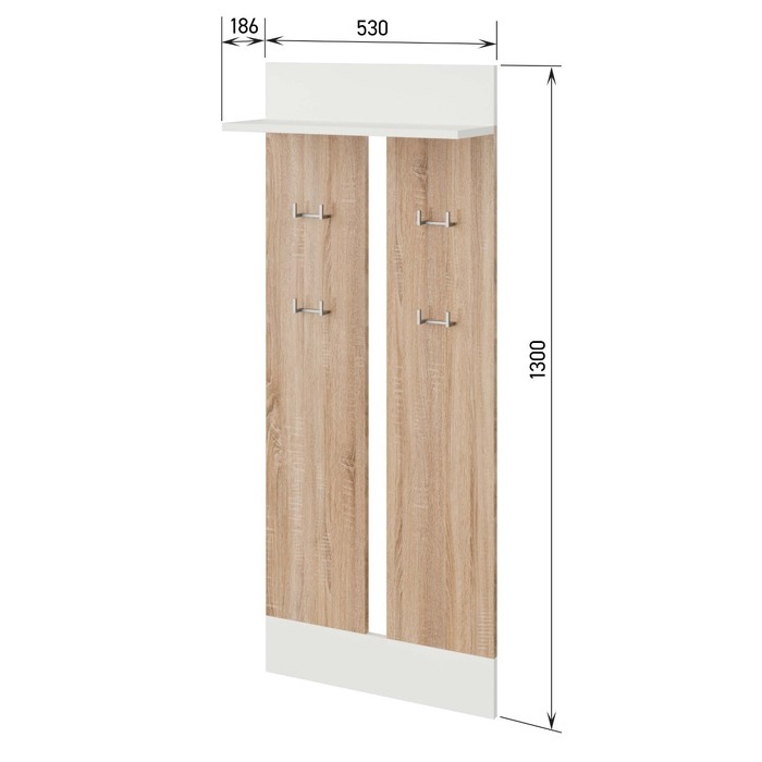 Вешалка настенная Нордик, Дуб сонома/Белый