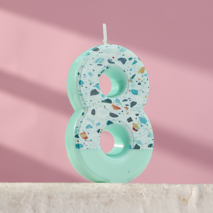 Свеча для торта "Мозайка", цифра "8", голубой