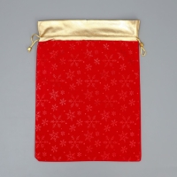 Мешочек подарочный замша &laquo;Новогоднее чудо&raquo;, снежинки, тиснение, 30 х 40 см +/- 1.5 см, Новый год