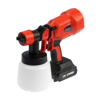 Краскопульт аккумуляторный ТУНДРА, 21 В, 800 мл, 1.5 Ач, 650 мл/мин, сопло 1.8/2.5 мм Краскопульт аккумуляторный ТУНДРА, 21 В, 800 мл, 1.5 Ач, 650 мл/мин, сопло 1.8/2.5 мм