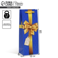 Пакет подарочный под бутылку, упаковка, «С бантом», 36 х 13 х 10 см Пакет подарочный под бутылку, упаковка, «С бантом», 36 х 13 х 10 см