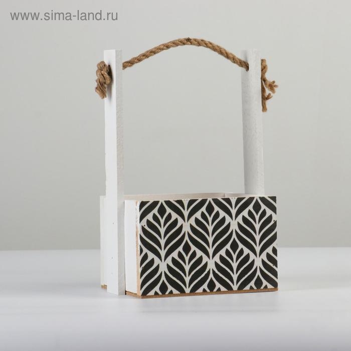 Кашпо деревянное, 15&times;12&times;8.5(25) см "Пауль и Любовь. Орнамент №1", с принтом