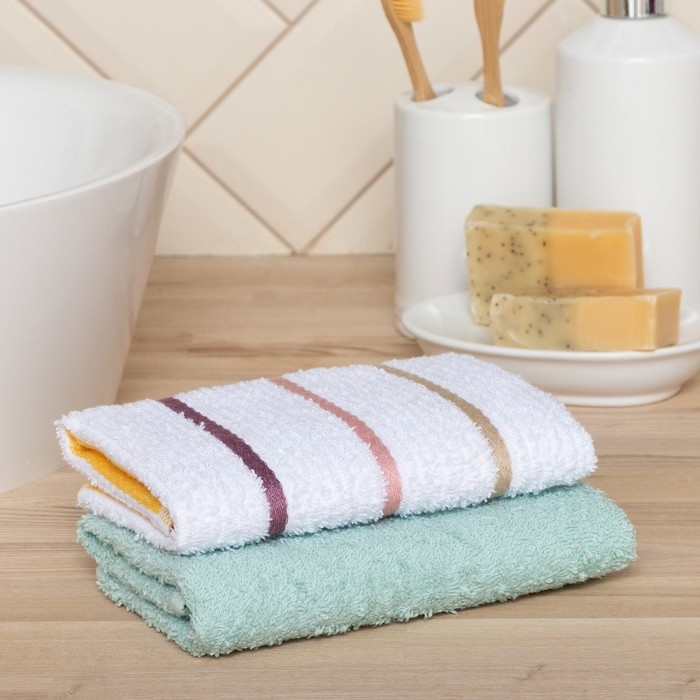 Набор полотенец LoveLife Набор полотенец LoveLife "Rainbow" 30х50 см - 2шт; цвет светло-зелёный, 100% хлопок, 400 гр/м2