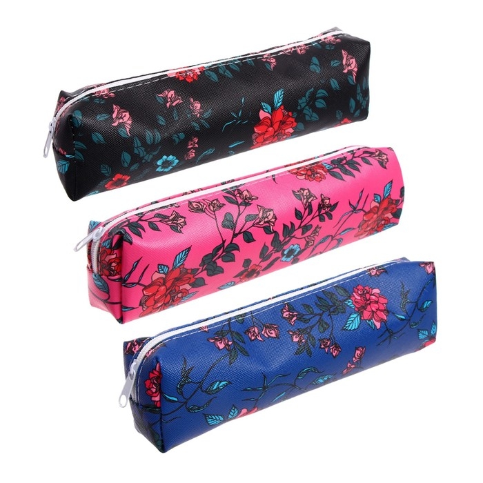 Пенал школьный на молнии Пенал школьный на молнии "Цветы", МИКС