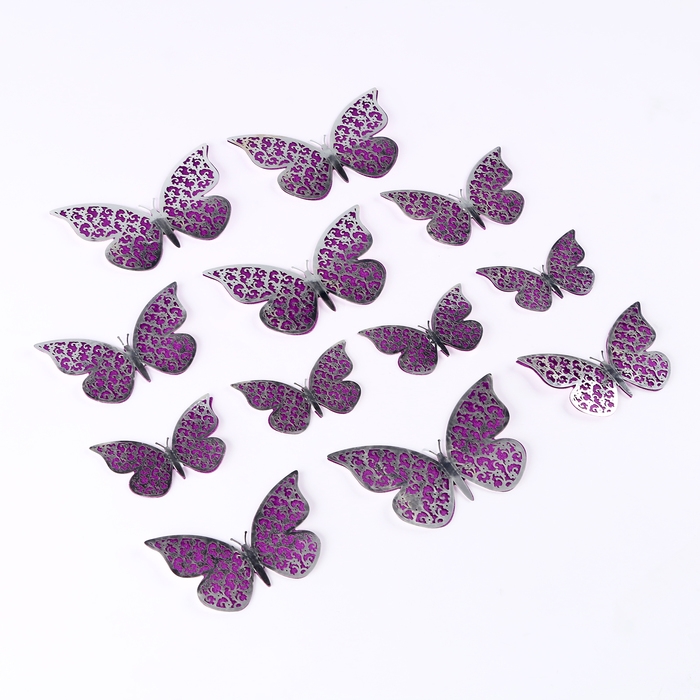 Набор топперов &laquo;Бабочки&raquo;, двухслойные, набор &mdash; 12 шт., цвет фиолетовый и серый