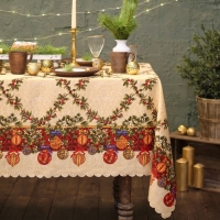 Скатерть новогодняя Доляна "Ёлочные игрушки" 145*180 см, 100% п/э