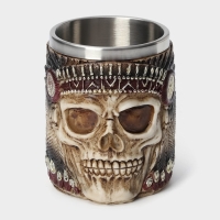 Кружка из нержавеющей стали &laquo;Череп&raquo;, 400 мл, цвет бежевый