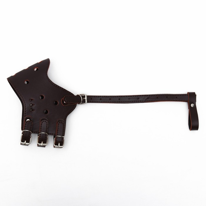 Намордник из прессованной кожи регулируемый, №5, ДН 9,3 см, ОМ 32-40 см, коричневый Намордник из прессованной кожи регулируемый, №5, ДН 9,3 см, ОМ 32-40 см, коричневый