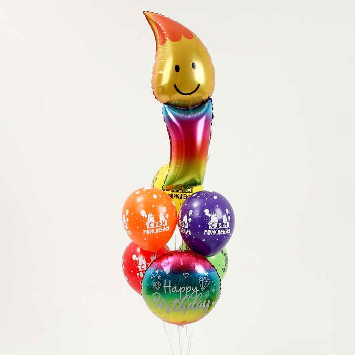 Набор шаров &laquo;Happy birthday. Свеча&raquo;, латекс, фольга, набор 7 шт.
