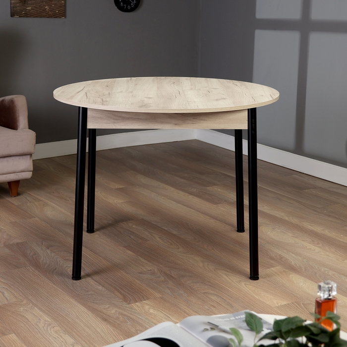 Стол круглый кухонный Цент, 1000х1000х750, Дуб крафт серый