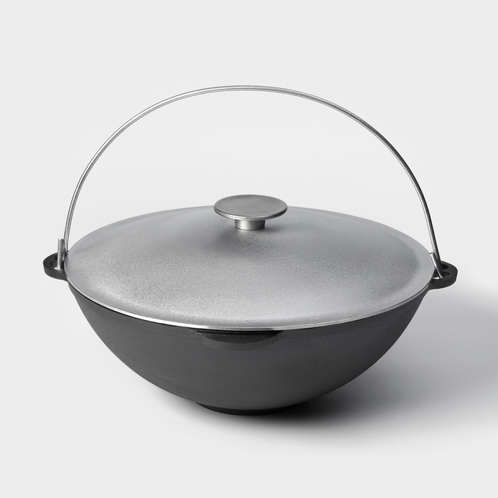 Казан чугунный Wild Kitchen &laquo;Туризм&raquo;, 8 л, d=36 см, лопатка и губка в комплекте