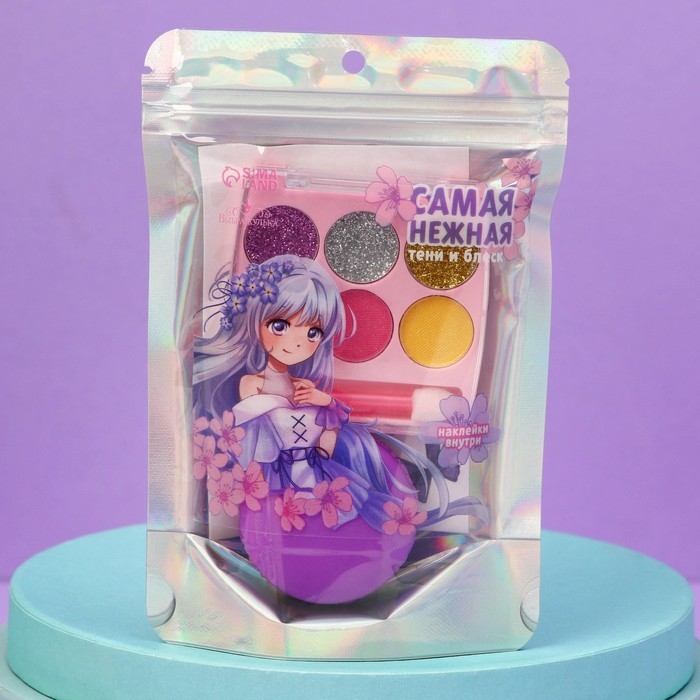 Набор детской косметики с наклейками &laquo;Самая нежная&raquo;, тени, блеск для губ