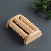 Массажёр для ног &laquo;Барабан&raquo;, 3 ролика с шипами, деревянный, 11,5 &times; 7,7 &times; 3,5 см
