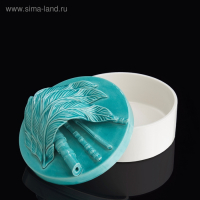 Шкатулка "Перо" бело-бирюзовая, 18 × 18 × 13 см Шкатулка "Перо" бело-бирюзовая, 18 × 18 × 13 см