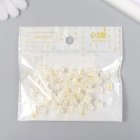 Бусины для творчества пластик "Жемчужные микро цветочки" набор 60 шт 0,5х0,9х0,9 см