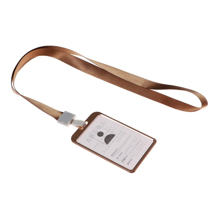 Бейдж-карман вертикальный (внешний 98 х 58мм),внутренний 85 х 54мм, металл, золотой, лента 40см Бейдж-карман вертикальный (внешний 98 х 58мм),внутренний 85 х 54мм, металл, золотой, лента 40см