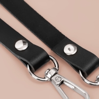 Ручка для сумки из натуральной кожи, с карабинами, 125 &times; 1,2 см, цвет чёрный