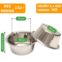 Набор из 2 мисок на подставке, 2 х 450 мл Набор из 2 мисок на подставке, 2 х 450 мл