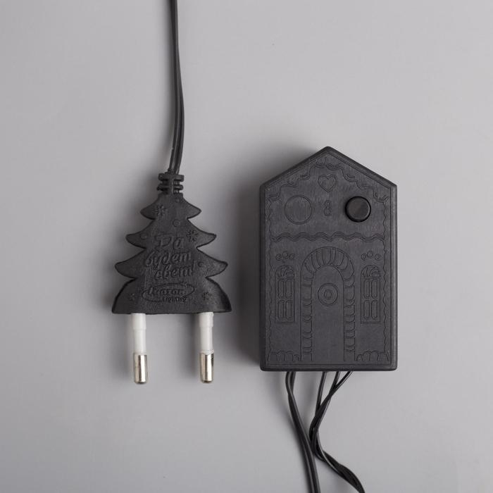 Гирлянда &laquo;Нить&raquo; 5 м с насадками &laquo;Шарики белые&raquo;, IP20, тёмная нить, 30 LED, свечение тёплое белое, 8 режимов, 220 В