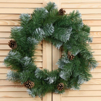 Венок "Рождественский" Белоснежный (шишка золото) 45 см Венок "Рождественский" Белоснежный (шишка золото) 45 см