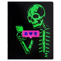 Тетрадь 48 листов в клетку на скрепке "Скелетон", обложка мелованный картон, ВД-лак, флуоресцентная краска, МИКС Тетрадь 48 листов в клетку на скрепке "Скелетон", обложка мелованный картон, ВД-лак, флуоресцентная краска, МИКС