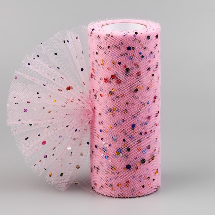 Фатин с разноцветными блёстками, 15 см, 11 &plusmn; 1 г/кв.м, 23 &plusmn; 1 м, цвет розовый №8