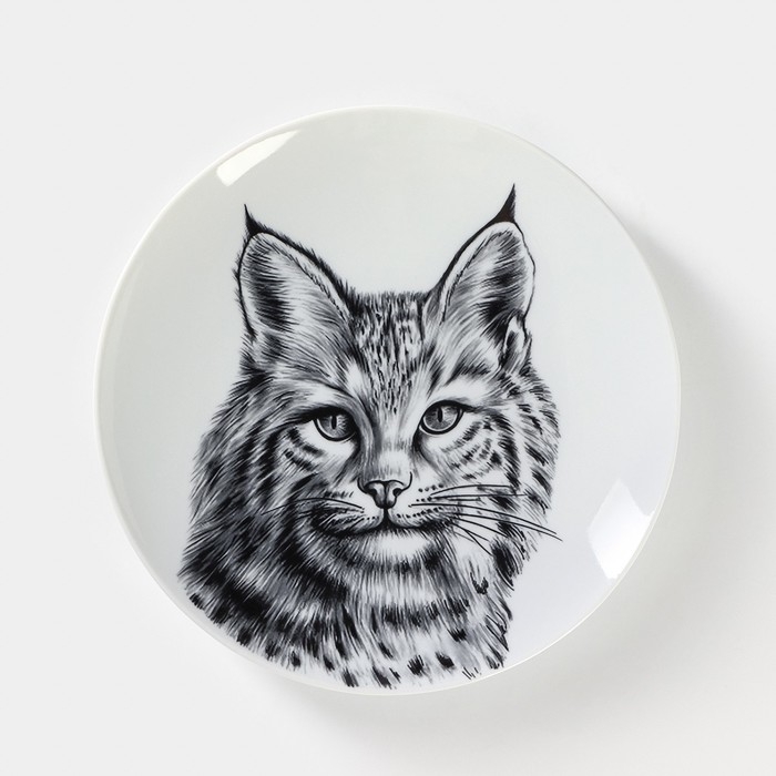 Тарелка фарфоровая &laquo;Рысь&raquo;, d=24 см, белая