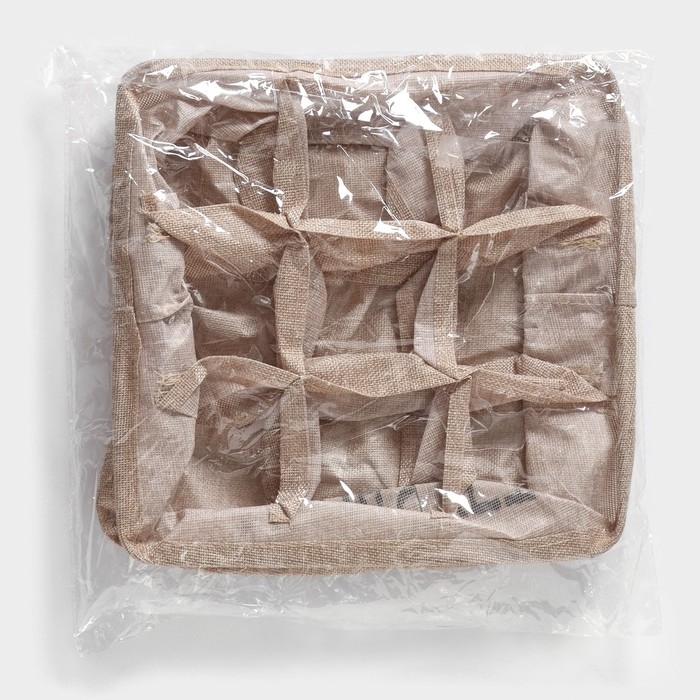 Органайзер для хранения белья Доляна My Basket, 9 ячеек, 28×28×12 см, цвет бежевый Органайзер для хранения белья Доляна My Basket, 9 ячеек, 28×28×12 см, цвет бежевый