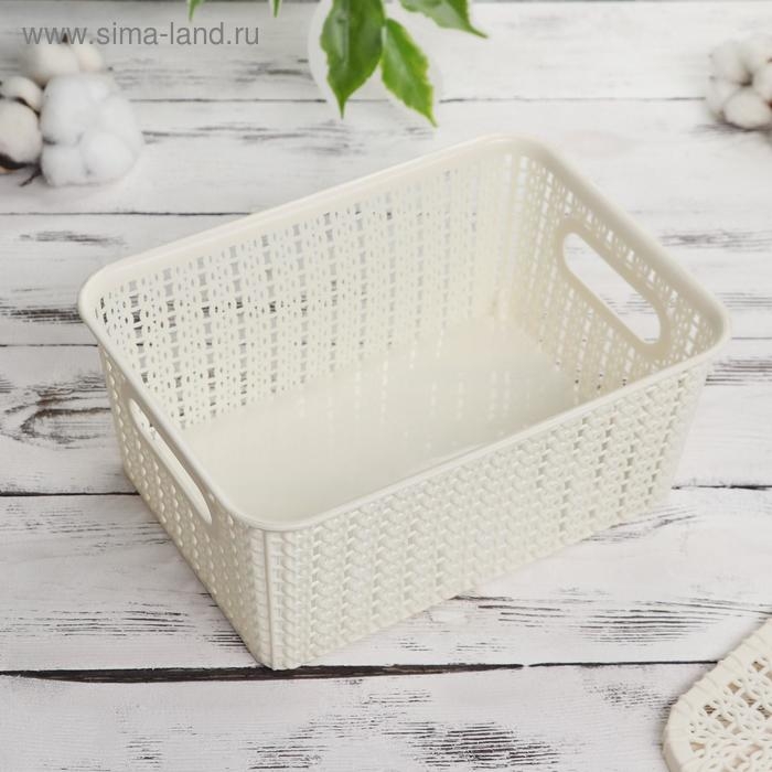 Корзина для хранения с крышкой &laquo;Плетенение&raquo;, 24,5&times;18&times;10 см, цвет МИКС